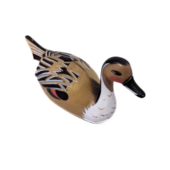 Vintage Painted Duck Pencil Sharpener 1970s Mallard Office Figurine Brown Black - Picture 3 of 7